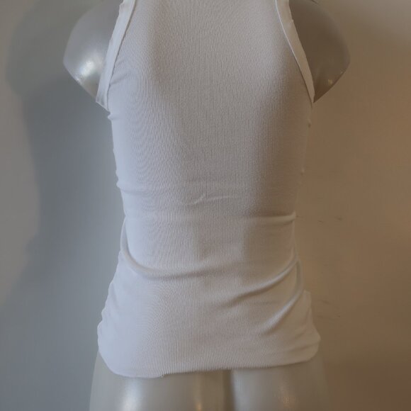 Womens Crown Jewel White V-Neck Ribbed Tank Top XS - Picture 3 of 4
